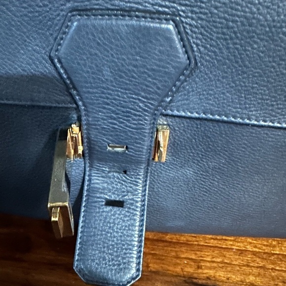 Smythson Orange and Blue Briefcase with Textured Leather - Picture 3 of 9
